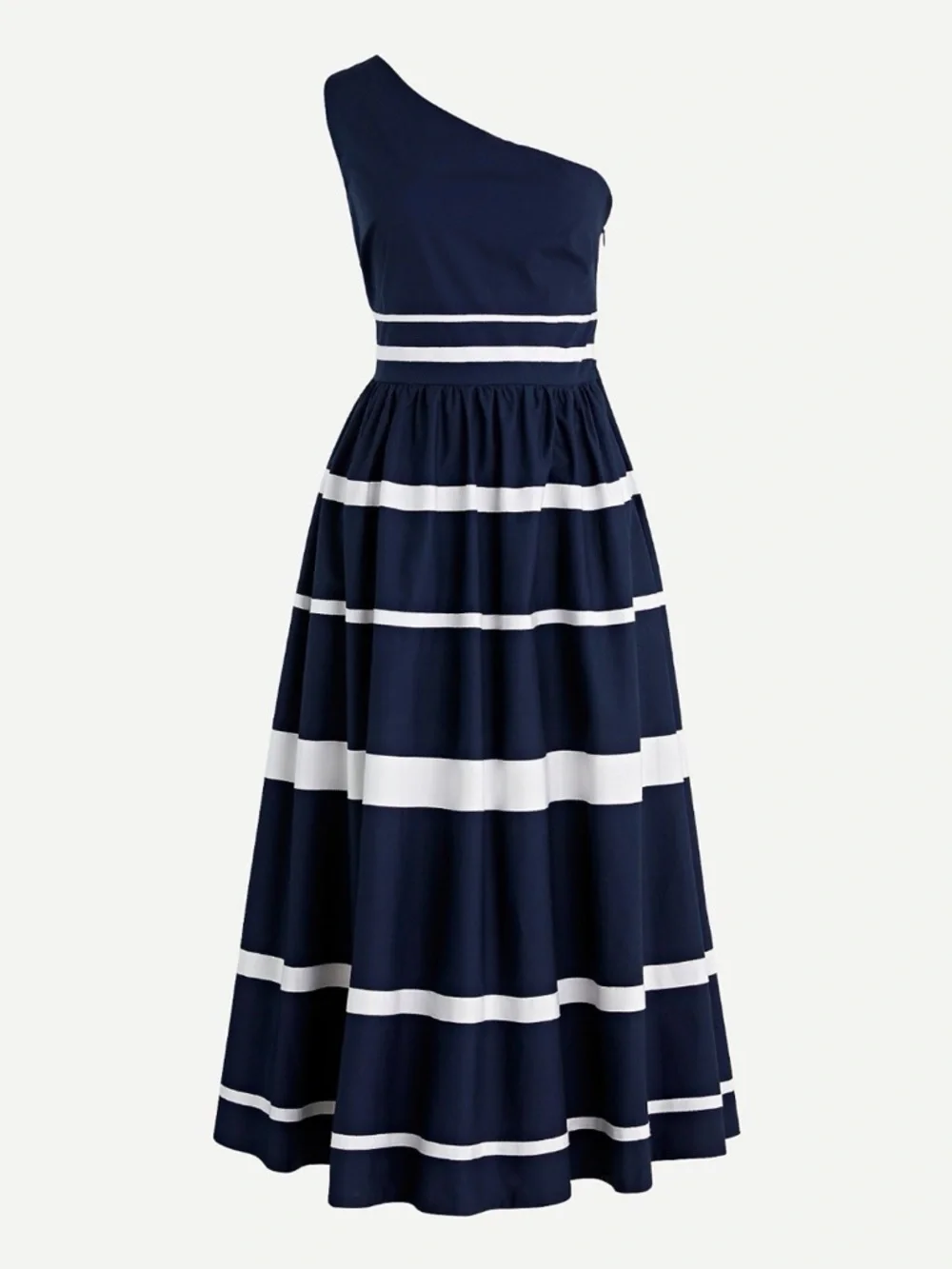 J. Crew Navy and White One-Shoulder Striped Maxi Dress - Picture 1 of 4